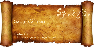 Szij Áron névjegykártya